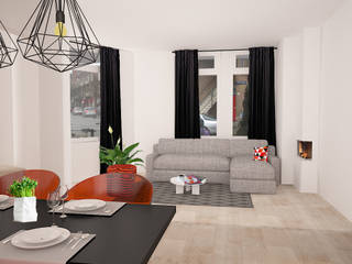 Impressive black and white, Aileen Martinia interior design - Amsterdam Aileen Martinia interior design - Amsterdam 客廳