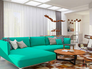 Дизайн коттеджа "В ритме загородной жизни" , Samarina projects Samarina projects Living room