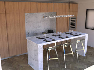 Cuisine moderne dans un appartement haussmannien, Xavier Lemoine Architecture d'Intérieur Xavier Lemoine Architecture d'Intérieur Dapur Modern