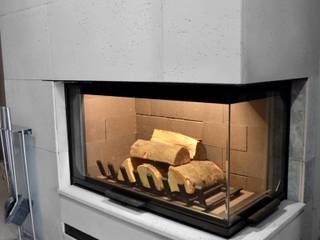 Architectural concrete slabs as a housing of the fireplace, Luxum Luxum Salones minimalistas