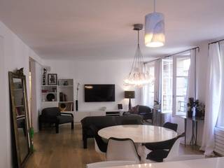 Rénovation complète d'un appartement à Paris, espaces & déco espaces & déco Minimalist living room White
