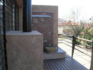 Diseño de un loft en Martínez, Buenos Aires, Laura Avila Arquitecta - Ciudad de Buenos Aires Laura Avila Arquitecta - Ciudad de Buenos Aires Patios Wood Wood effect