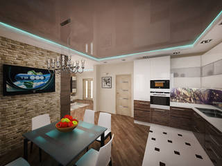 Трех комнатная квартира в Истринском районе, дизайн-бюро ARTTUNDRA дизайн-бюро ARTTUNDRA Cocinas de estilo minimalista