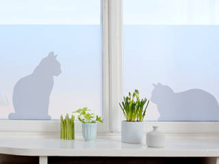 Cats in window BY MAY/ Siluett Frost Window Film Finestre & Porte in stile minimalista Decorazioni per finestre