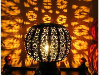 Moroccan pierced metal table lamp, Maroque Maroque Eklektyczny salon Oświetlenie