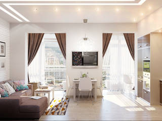 Уютная гостиная в современном стиле, Студия дизайна ROMANIUK DESIGN Студия дизайна ROMANIUK DESIGN Phòng ăn phong cách hiện đại