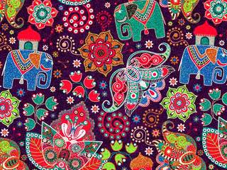 Etnik Desenli Döşemelik ve Dekoratif Kumaş Serisi, EVİMSTİL EVİMSTİL Jardín interior Textil Ámbar/Dorado