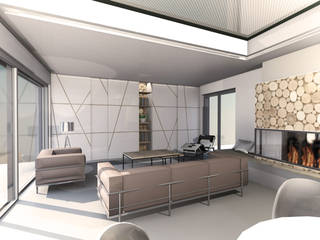 Etude de la configuration intérieure d'une maison contemporaine , J'ose - Architecte d'intérieur J'ose - Architecte d'intérieur ห้องนั่งเล่น