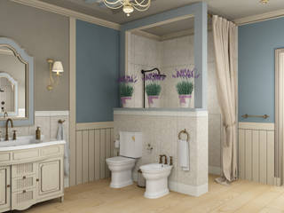 ванная комната в частном доме, Eclectic DesignStudio Eclectic DesignStudio Banheiros campestres