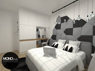 Nowoczesna sypialnia z akcentem, MONOstudio MONOstudio Modern style bedroom