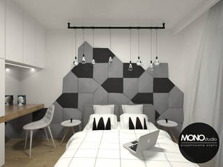 Nowoczesna sypialnia z akcentem, MONOstudio MONOstudio Modern style bedroom