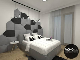 Nowoczesna sypialnia z akcentem, MONOstudio MONOstudio Moderne slaapkamers