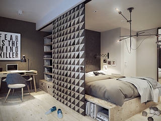 Warszawa / Praga, mieszkanie dwupoziomowe 62m2, razoo-architekci razoo-architekci Scandinavian style bedroom