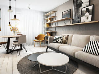 Wrocław / Maślice, mieszkanie - 43m2, razoo-architekci razoo-architekci Scandinavian style living room