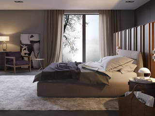 Визуализация интерьера спальни. , Aleksandra Kostyuchkova Aleksandra Kostyuchkova غرفة نوم