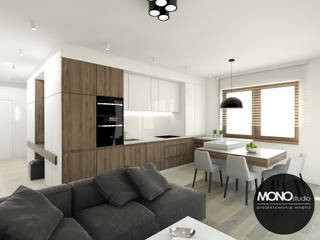 Mała ale przestronna kawalerka, MONOstudio MONOstudio Modern kitchen