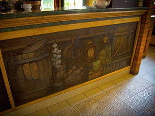 Роспись барной стойки в ресторане "Сова" , Sergei Zyrianov Sergei Zyrianov Rustic style dining room
