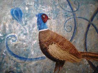 Titel des Wandbehangs: " ROYAL PARADISE BIRDS BEYOND THE RAINBOW", Atelier Petra Mitterer Atelier Petra Mitterer Weitere Zimmer