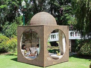 Rattan Garden Cabana, Weatherproof Wicker Shade Room and Sun Loungers Ingarden Ltd Garden Greenhouses & pavilions