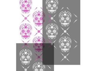 Candy Skull Repeat, Stencil Up Stencil Up モダンな 壁&床
