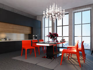 Дизайн квартиры в стиле лофт, Space - студия дизайна интерьера премиум класса Space - студия дизайна интерьера премиум класса Cocinas de estilo industrial