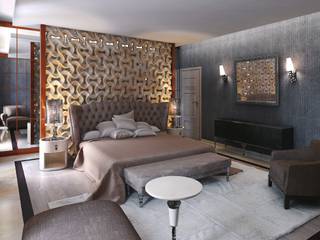 Interior apartments in Paris., Design studio of Stanislav Orekhov. ARCHITECTURE / INTERIOR DESIGN / VISUALIZATION. Design studio of Stanislav Orekhov. ARCHITECTURE / INTERIOR DESIGN / VISUALIZATION. غرفة نوم Beds & headboards