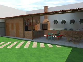 Área Gourmet, lazer para a família e amigos., start.arch architettura start.arch architettura Rustic style kitchen