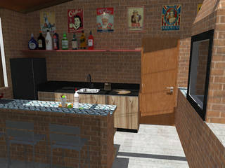 Área Gourmet, lazer para a família e amigos., start.arch architettura start.arch architettura Rustic style kitchen