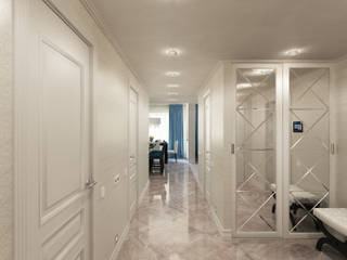 Квартира с мансардой, Александра Кудрявцева Александра Кудрявцева Minimalist corridor, hallway & stairs