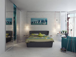 Bedroom 1 in private apartments, Оксана Мухина Оксана Мухина Camera da letto in stile mediterraneo