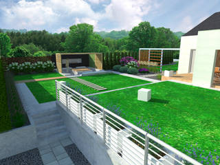 Ogród Nowoczesny, LandscapeDesign.pl LandscapeDesign.pl モダンな庭