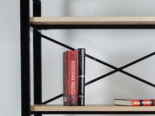 Steel And Ash Wood Bookcase, Urban Metalworks Urban Metalworks Espaços comerciais