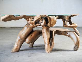 Roots / COCAINE TABLE, WOODSTONEBALI WOODSTONEBALI Rustic style living room