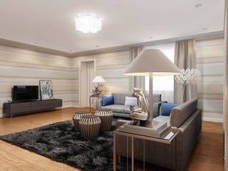 Дизайн загородного дома, White & Black Design Studio White & Black Design Studio Ruang Keluarga Modern