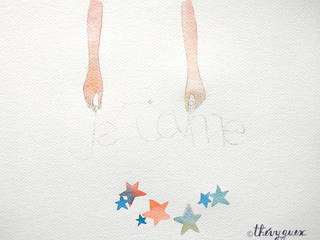 Illustration aquarelle "Je t'aime", Thévy Guex Thévy Guex Dormitorios de estilo ecléctico