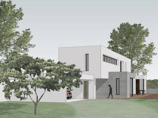 Projet P - maison en 3D, AGENCE D'ARCHITECTURE BRAYER-HUGON AGENCE D'ARCHITECTURE BRAYER-HUGON Casas modernas