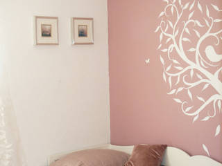 Alexandra's White Tree Mural , Louise Dean -Artist Louise Dean -Artist Scandinavian style nursery/kids room