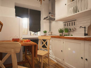Уютная кухня в обычном панельном многоэтажном доме, Дизайн-студия Анны Игнатьевой Дизайн-студия Анны Игнатьевой Skandynawska kuchnia