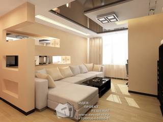 Дизайн квартиры 45 в современном стиле, Бюро домашних интерьеров Бюро домашних интерьеров Minimalist living room