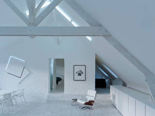 the white loft, mayelle architecture intérieur design mayelle architecture intérieur design Salas de estar industriais