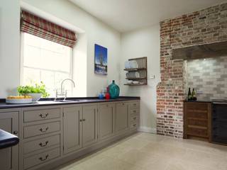 The Great Lodge | Large Grey Painted Kitchen with Exposed Brickwork, Humphrey Munson Humphrey Munson Kitchen