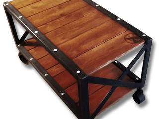 Steel and pine industrial coffee table „EAST HARBOUR”, NordLoft - Industrial Design NordLoft - Industrial Design Living room