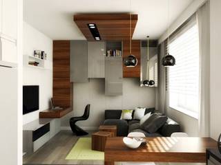 Urocze mieszkanie zaaranżowane w nowoczesnym stylu. , MONOstudio MONOstudio Moderne woonkamers