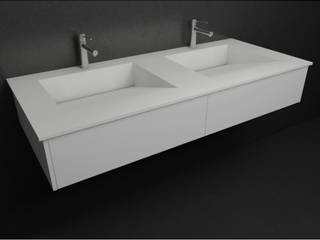 Encimera de CORIAN® con 2 LAVABOS más 2 CAJONES PARALELOS., Baños de Autor Baños de Autor Kamar Mandi Modern