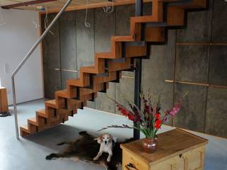 Stairway to....., Blindow möbel+raum Blindow möbel+raum Nowoczesny korytarz, przedpokój i schody