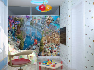 Дизайн детской в современном стиле в ЖК "Панорама", Студия интерьерного дизайна happy.design Студия интерьерного дизайна happy.design Modern nursery/kids room
