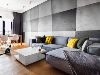Płyty betonowe apartament Warszawa Muranów, Contractors Contractors غرفة المعيشة أسمنت Grey