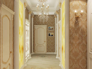 Золотая классика / трехкомнатная квартира в Казани по ул. Муштари, Decor&Design Decor&Design Classic corridor, hallway & stairs