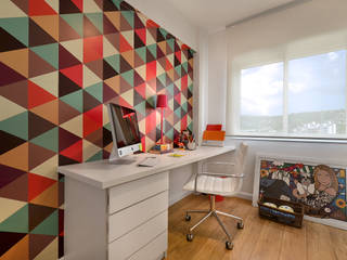 Apartamento RM , CR Arquitetura&paisagismo CR Arquitetura&paisagismo Modern Study Room and Home Office Synthetic Brown