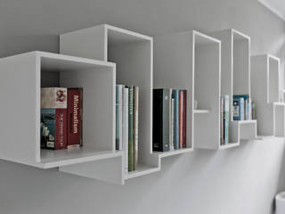 Skyline bookshelve, Nick Ronde Ontwerpen Nick Ronde Ontwerpen モダンデザインの 多目的室